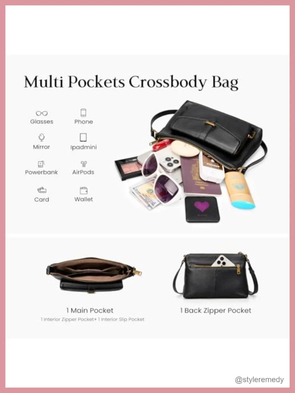 Genuine Leather Crossbody Bag Purse with RFID Wallet for Women